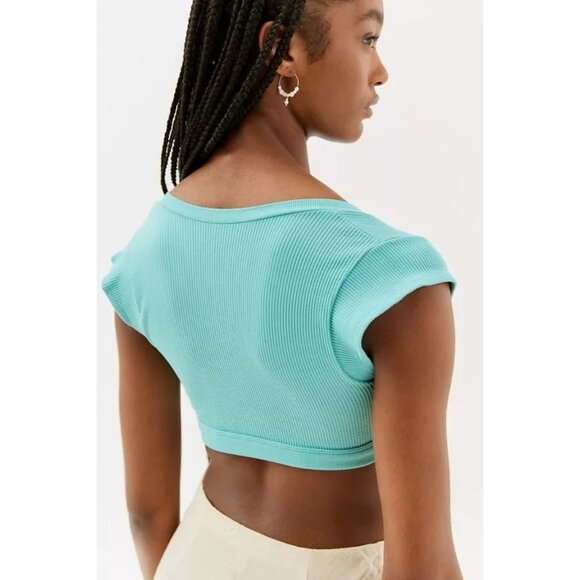 NWOT Urban Outfitters Out From Under Go For Gold Seamless Tie-Front Top Size M - Picture 10 of 10